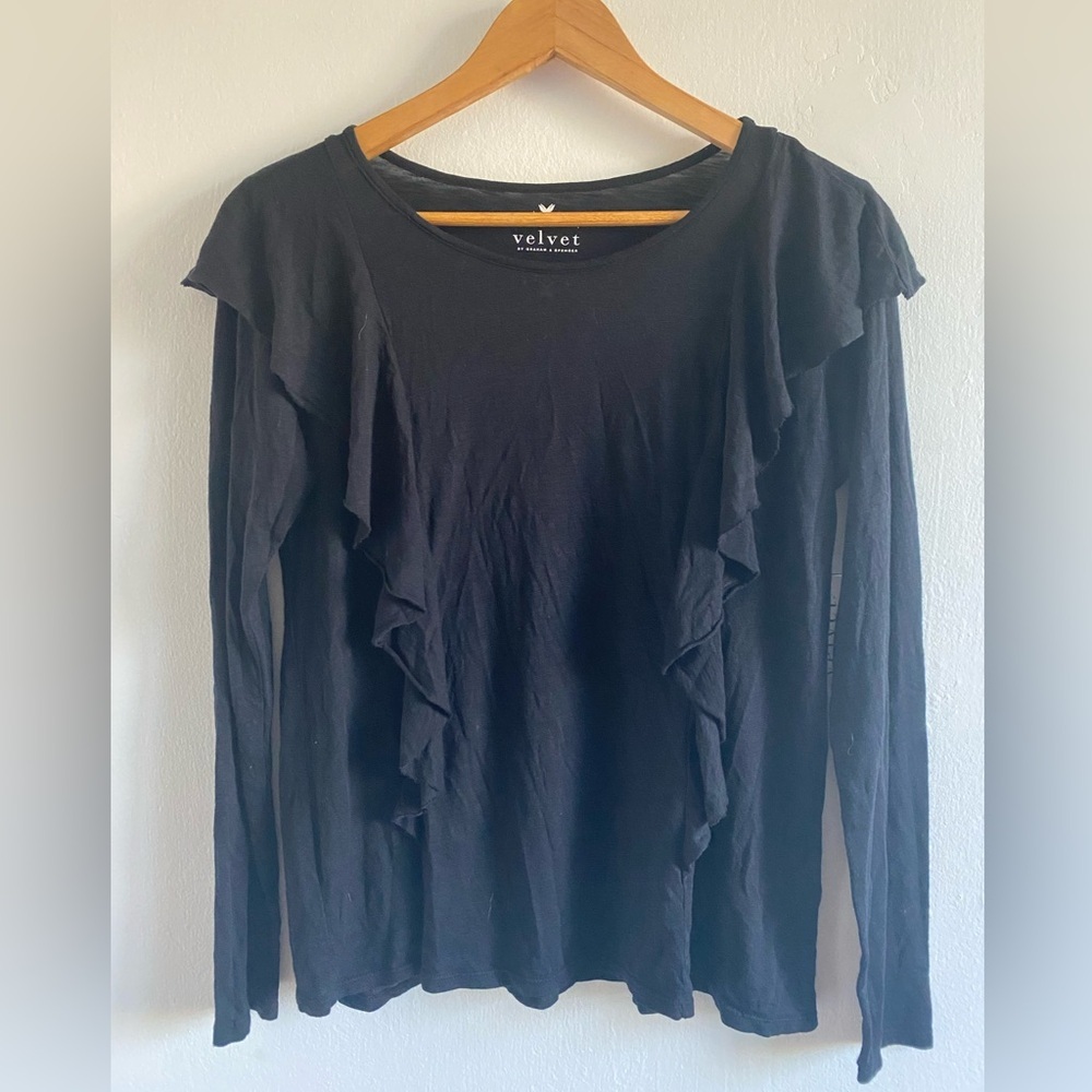 NWT Velvet Vintage Slub Long Sleeve Shirt Size XS Comfy Relaxed fit